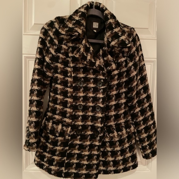 Old Navy VTG houndsth check peacoat blazer ItalianThread Y2K academia preppy S - Picture 1 of 11